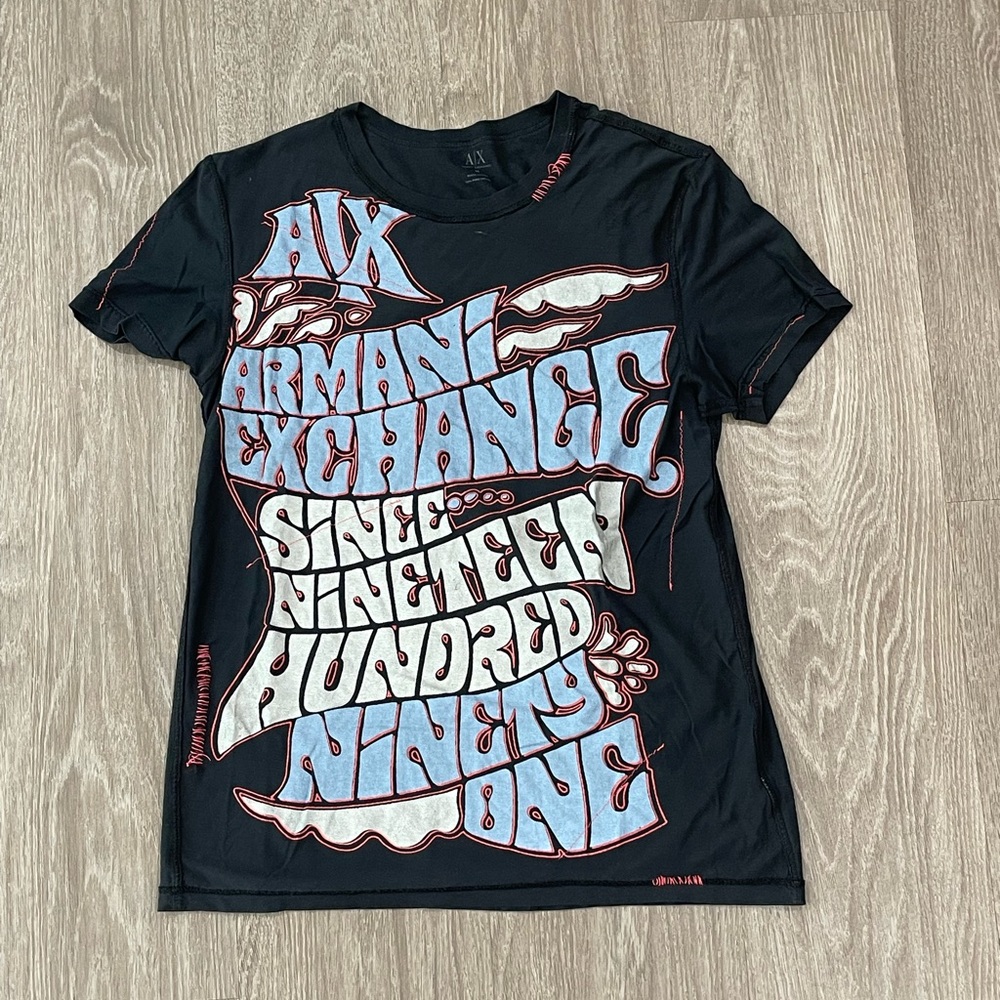 Armani Exchange A|X Club Shirt Blacklight Retro 70s Sz. M